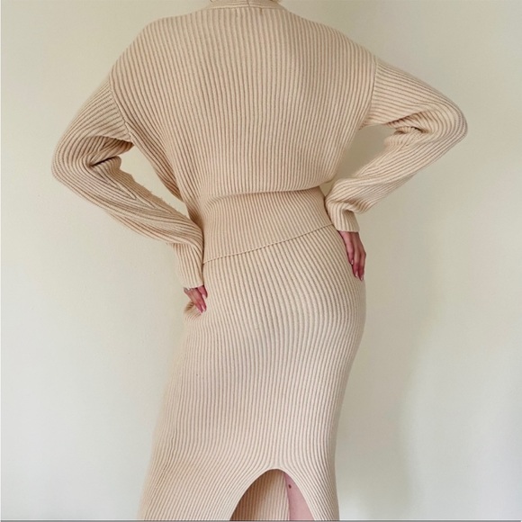 Bala x Free People knitted ribbed midi skirt sweater 2 piece set - Picture 5 of 11